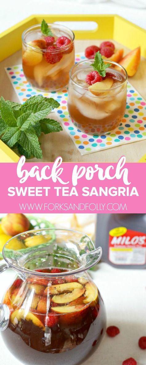 Summer afternoons are made for sweet tea.  But, on the weekends?  It's time to kick it up a notch with our Back Porch Sweet Tea Sangria. Tea Sangria Recipes, Iced Tea Sangria, Sweet Tea Alcoholic Drinks, Peach Tea Sangria, Spiked Sweet Tea, Sweet Tea Sangria, Sweet Tea Cocktail, Tea Sangria, Tea Cocktail Recipes