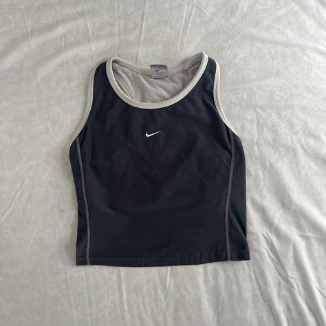 women’s embroidered nike racerback crop top #nike... - Depop Vintage Nike Tank Top, Vintage Nike Outfit Women, Nike Top Outfit, Sports Bras Aesthetic, Vintage Nike Clothes, Nike Clothes Aesthetic, Vintage Nike Aesthetic, Y2k Wishlist, 2000s Athleisure