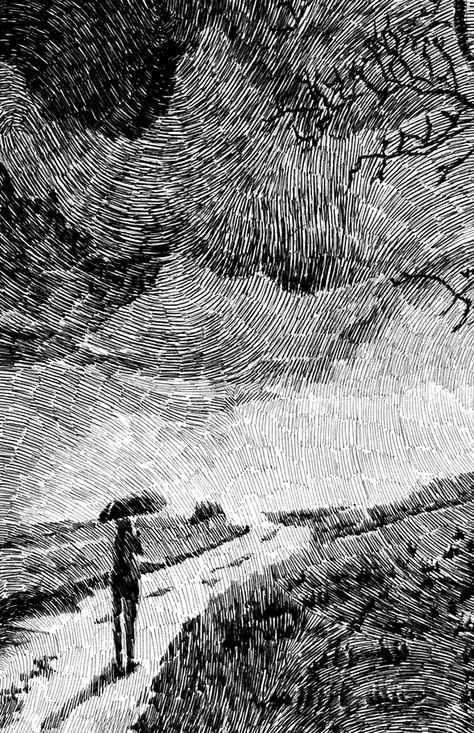 Stylo Art, Rain Illustration, Ink Drawing Techniques, Drawing Eyes, Drawing Hair, White Drawing, Arte Sketchbook, Ink Drawings, Amazing Drawings