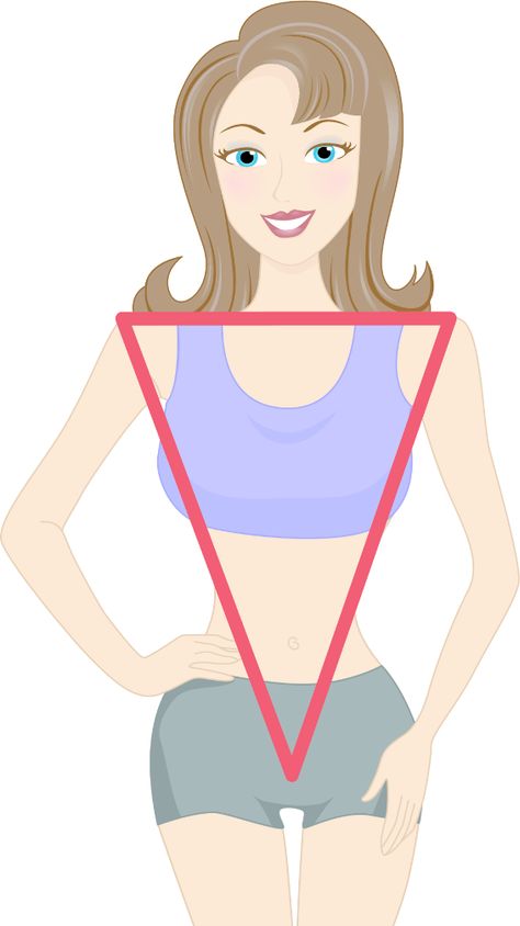 If your body resembles an inverted-triangle it means you have broad shoulders, narrow hips, an undefined waist and a large bust in proportion to the rest of your body. You kind of always look like ... Larger Bust Outfits, V Shape Body, Inverted Triangle Body Type, Inverted Triangle Fashion, Triangle Body Shape Outfits, Inverted Triangle Outfits, Dress Body Type, Inverted Triangle Body Shape, Narrow Hips