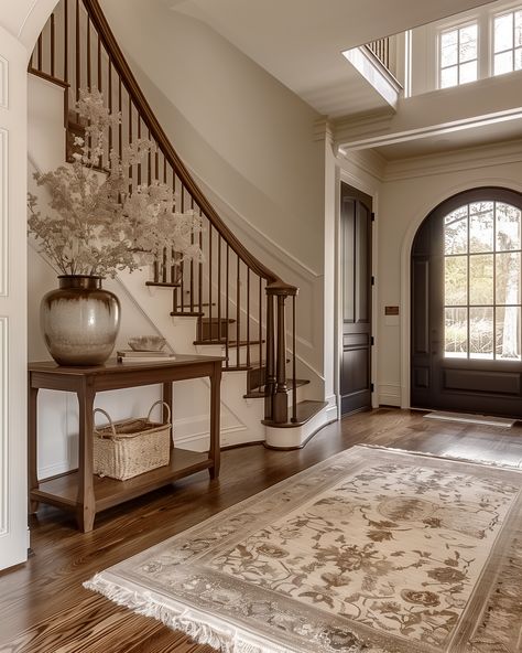 Entrance Hall Lights, Traditional Modern Interior, Classy House Interior, Dream Entryway, Home Entry Way, Modern Home Entrance, Interior Entryway, Elegant Foyer, Traditional Foyer