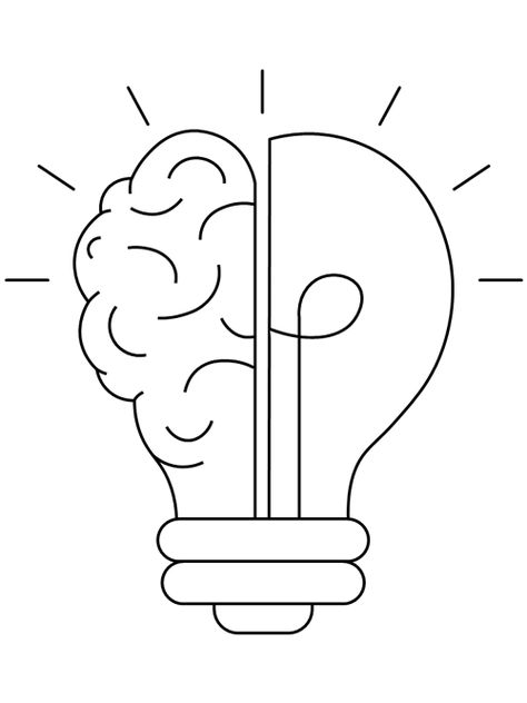 Brain Coloring Pages #brain #psychology #science #kids #coloringpage #coloring #crafts #craftsforkids Brain Coloring Page, Brain Drawing Simple, Brain Lightbulb, Lightbulb Drawings, Brain Drawings, Cerebro Dibujo, Brain Printable, Math Drawing, Science Drawing