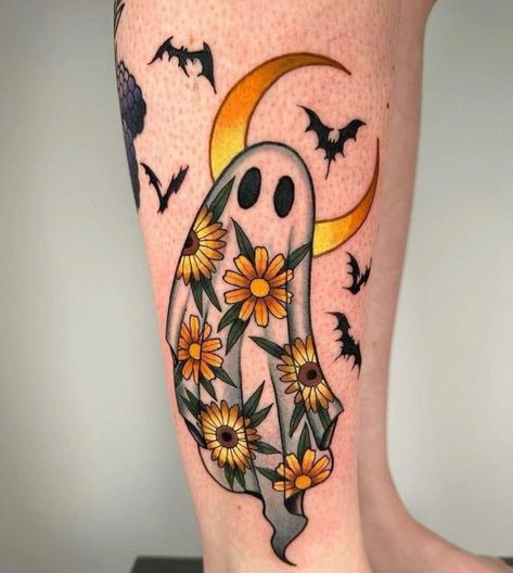 Haunted Tattoo, Eerie Tattoos, Cute Spooky Tattoos, Nostalgic Tattoos, Cute Ghost Tattoo, Halloween Flash Tattoo, Cute Halloween Tattoos, 2024 Tattoo, Fun Tattoo