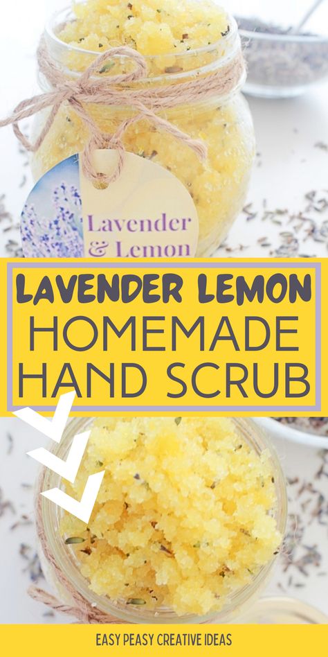 Gardening is great but it can totally wreck your hands! Made with lemon zest, sugar, salt, lavender buds and essential oils, this homemade lemon hand scrub feels and smells amazing! #easypeasycreativeideas #diyscrub #handscrub Lavender Hand Scrub, Diy Hand Scrub, Lemon Hand Scrub, Hand Scrub Recipe, Hand Scrub Diy, Hand Scrub Homemade, Joululahjat Diy, Salt Scrub Recipe, Diy Body Scrub Recipes