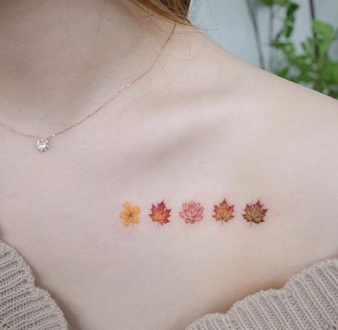 Maple Tattoo, Realistic Flower Tattoo, Pink Rose Tattoos, Simple Tattoos For Women, Rose Shoulder Tattoo, Autumn Tattoo, Mom Tattoo Designs, Watercolor Tattoo Flower, Beautiful Flower Tattoos