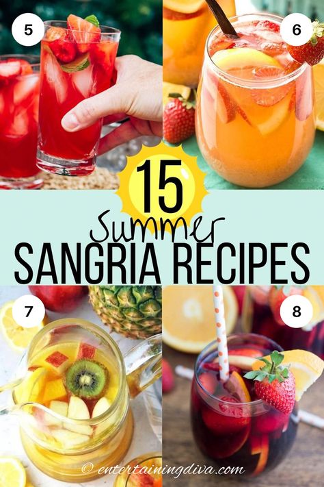 Made with wine and fruit, these summer sangria recipes are some of the best summer cocktails for an outdoor garden party, summer baby shower or bridal shower. They're light and refreshing. And look so pretty in a pitcher or drink dispenser. Strawberry Lemonade Sangria, Glam Home Decor Ideas, Blueberry Sangria, Summertime Sangria, Best Sangria, Wine And Fruit, Best Sangria Recipe, Summer Sangria Recipes, Lemonade Sangria