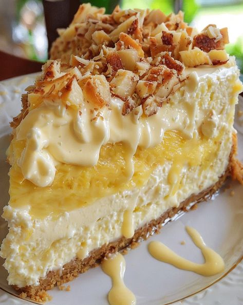 Indulge in a tropical delight with this Pineapple Cream Cheesecake! Rich, creamy, and bursting with pineapple flavor. Perfect for dessert lovers! 🍍🥧 #Cheesecake #PineappleDessert #TropicalTreat #DessertRecipe #YummyBakes Pineapple Heaven Cheesecake, Pineapple Cheesecake Recipes, Pineapple Cheesecake, Caramel Apple Dump Cake, Apple Dump Cake, Pineapple Desserts, Coconut Cheesecake, Apple Dump Cakes, Cream Cheesecake