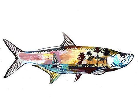 Tarpon Fish, Fishing Artwork, Fishing Wall Art, Tarpon Fishing, Fly Fishing Art, Fish Artwork, Salt Water Fish, Marine Art, Fish Logo