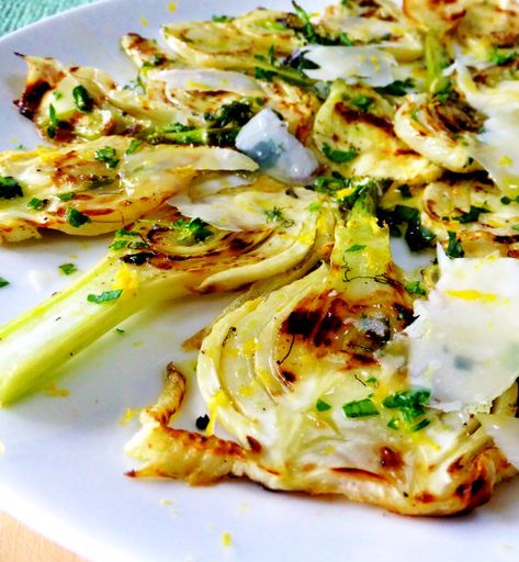 Grilled Fennel Salad with Fresh Herbs and Parmesan - Proud Italian Cook Grilled Pork Roast, Salad With Fresh Herbs, Grilled Fennel, Fennel Bulb, Fennel Recipes, Fennel Salad, Banana Bread Recipe, Vegetable Sides, Veggie Sides