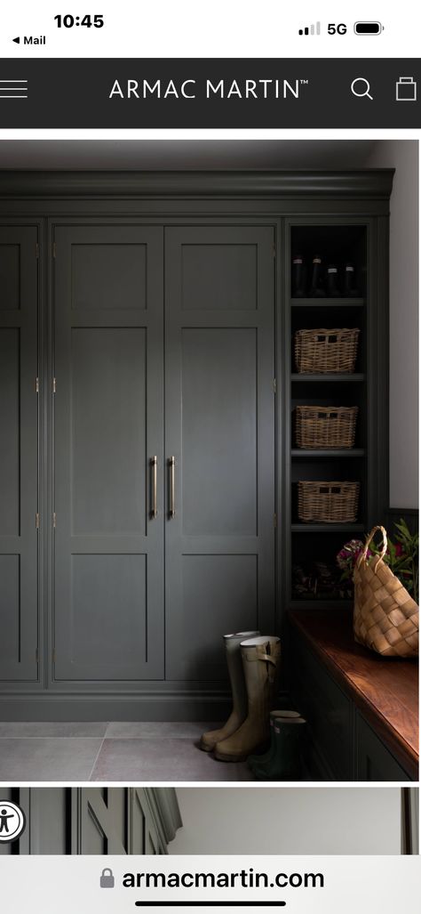 Mudroom Locker Colors, Mudroom Floor To Ceiling Cabinets, Dark Mudroom Cabinets, Dark Grey Mudroom, Dark Gray Mudroom, Dark Mudroom, Floor To Ceiling Cabinets, Mudroom Cabinets, Mudroom Flooring