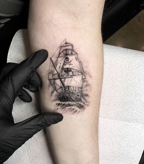 Pirate Ship Tattoos, Pirate Ship Tattoo, Pearl Tattoo, Storm Tattoo, Boat Tattoo, Pirate Tattoo, Ship Anchor, Fire Tattoo, Ship Tattoo