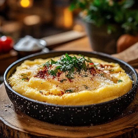 Ultimate Cheesy Polenta Delight - Short Grain Food Truck Cheesy Polenta Recipes, Sausage And Polenta, Cheesy Polenta, Cheese Polenta, Mushroom Polenta, Polenta Recipes, Grain Foods, Gluten Free Breakfasts, Cereal Recipes