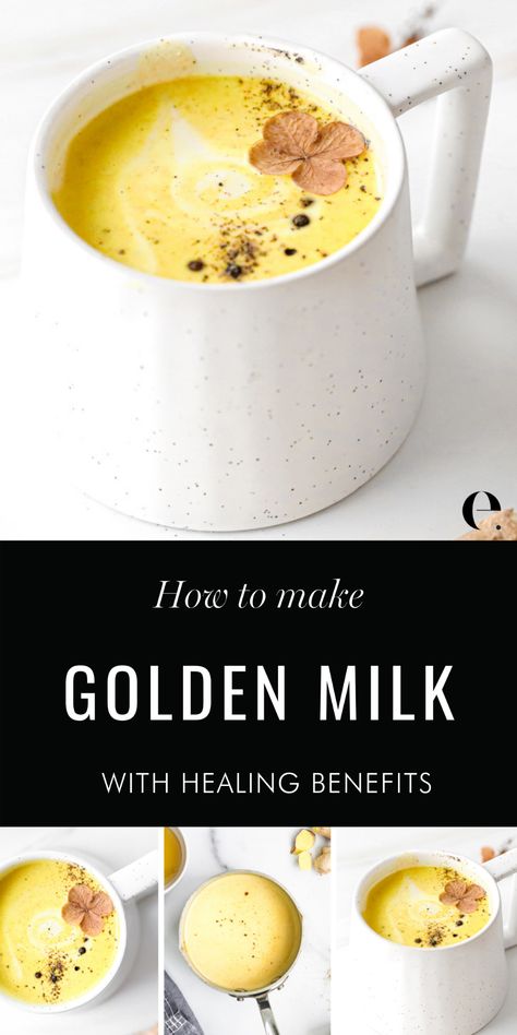 I am sharing my Anti-Inflammatory Golden Milk Recipe!. This recipe is an easy & natural drink that is healthy AND tastes delicious!. Click through to learn it´s benefits and the best tips on how to make golden milk! Elizabeth Rider #ElizabethRider Vegan Golden Milk, Blue Zone Recipes, Blue Zones Recipes, Golden Milk Recipe, Homemade Nut Milk, Turmeric Tea Recipe, Zone Recipes, Anti Inflamatory, Turmeric Milk