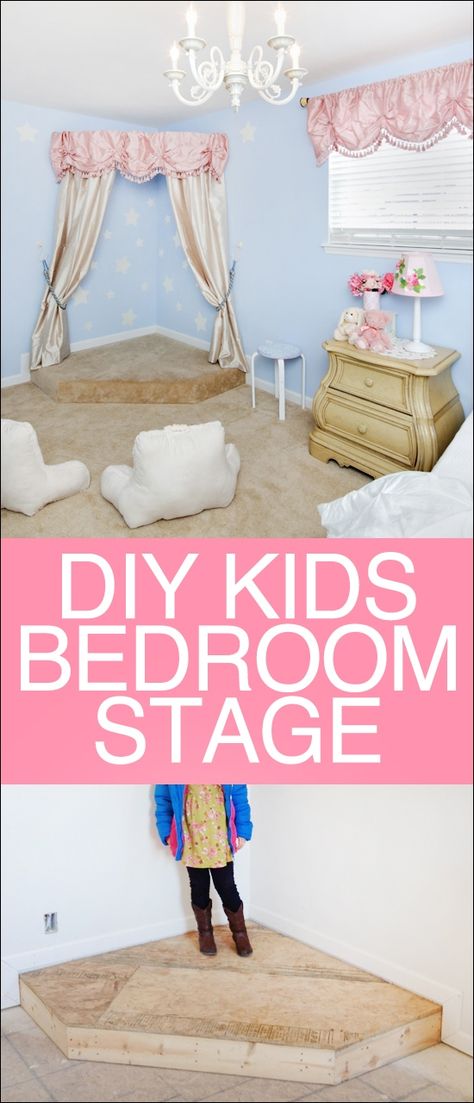 Creating a Kids Bedroom Stage - How to Nest for Less™ Playroom Stage, Bedroom Design Diy, Kids Stage, Diy Kids Furniture, Small Bedroom Furniture, Girls Playroom, Kids Rooms Diy, Bedroom Corner, Diy Furniture Bedroom