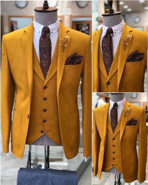 Golden Suit, Gents Suits, Men Wedding Suit, Balloon Cookies, Gala Themes, Mustard Yellow Dresses, Blue Suit Wedding, Yellow Suit, Coat Suit