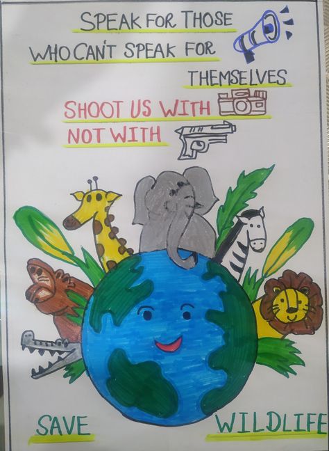 Global Science Poster, Forest Conservation Poster Drawing, Wild Life Conservation Poster, Wildlife Conservation Poster Drawing, Wild Life Drawings Easy, Wildlife Posters Ideas, Forest Conservation Poster Ideas, Animal Extinction Poster, Poster On Save Animals