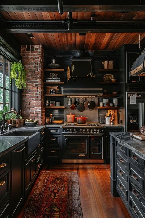 Dark Academia Kitchen, Island Kitchens, Moody Kitchen, Your Space, Gothic Kitchen, Dining Room Victorian, Kitchens Ideas, Decorating Kitchen, Moody Interiors