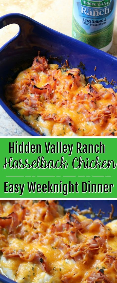 Hidden Valley Ranch Hasselback Chicken - An Easy Weeknight Dinner Hidden Valley Ranch Chicken, Ranch Baked Chicken, Hidden Valley Recipes, Hidden Valley Ranch Recipes, Hasselback Chicken, Ranch Recipes, Baked Chicken Recipe, Ranch Chicken Recipes, Chicken Dishes Easy