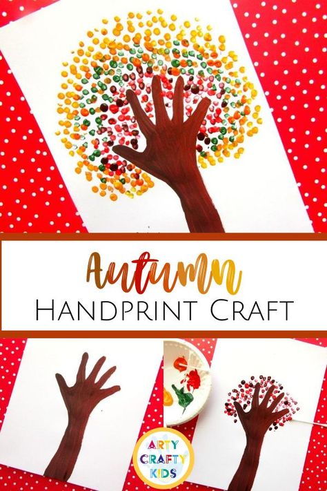 Handprint Tree, Fall Handprint Crafts, Hand Print Tree, Harvest Crafts, Fall Tree Painting, Preschool Crafts Fall, Preschool Fall, Fall Arts And Crafts, K Crafts