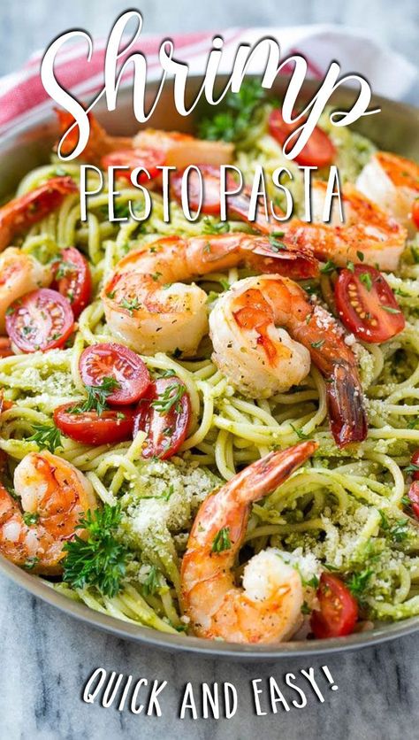 Shrimp And Pesto, Shrimp Pesto Pasta, Sauteed Chicken Breast, Pesto Pasta Recipe, Salad Appetizer Cups, Pesto Shrimp, Appetizer Cups, Boiled Chicken Breast, Pasta Al Pesto