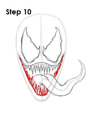 How to Draw Venom Step 10 How To Draw Venom, Marvel Art Drawings, Drawing Superheroes, Spiderman Drawing, Drawing Instructions, Cartoon Drawing Tutorial, Marvel Drawings, Realistic Drawings, Cool Art Drawings