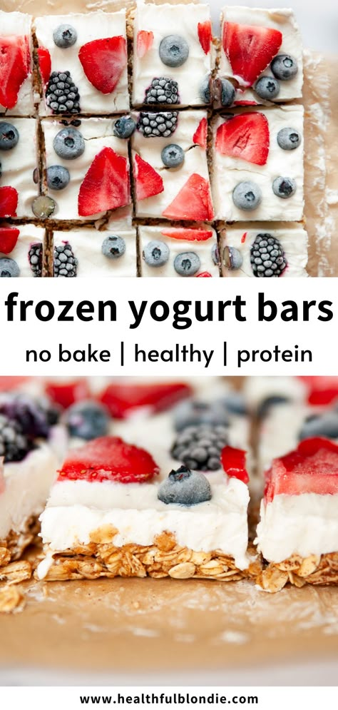 Raspberry Yogurt Bars, Strawberry Yogurt Granola Bars, High Protein Frozen Yogurt Bark, Yogurt Freezer Bites, Homemade Snack Bars Healthy, Frozen Yougart Bars, Yogurt Cereal Bars, Fruit And Yogurt Bar, Healthy Snack Bars For Kids