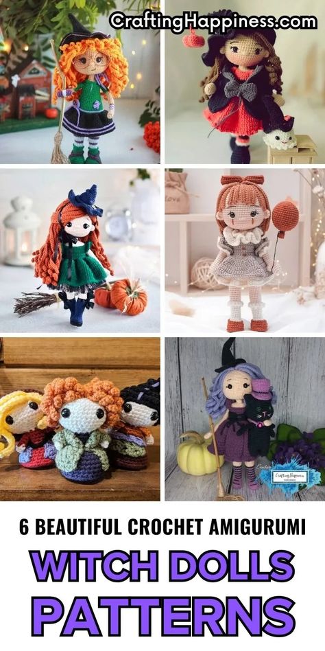 Crochet Witch Doll Free Pattern, Crochet Halloween Dolls Free Pattern, Witch Crochet Pattern Free, Crochet Dolls Free Patterns Easy, Autumnal Crochet, Crochet Witch Pattern, Crochet Witches, Witch Crochet Pattern, Diy Crochet Blanket