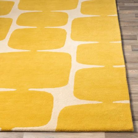 George Oliver Gurpreet Geometric Handmade Tufted Wool Yellow/Beige Area Rug | Wayfair Yellow Rug, Handmade Wool Rugs, Hand Tufted Rugs, Tufted Rug, Bedroom Rug, Wool Area Rugs, Room Rugs, Modern Rugs, Handmade Rugs