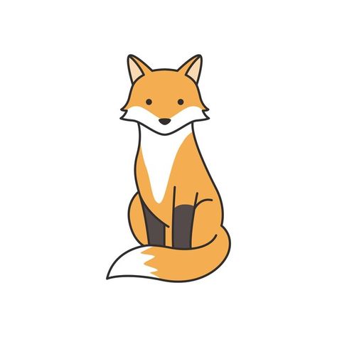 Vector cute cartoon fox vector illustrat... | Premium Vector #Freepik #vector Fox Doodle Simple, Cute Fox Drawings, Fox Cute Drawing, Fox Cartoon Drawing, Fox Drawing Cute, Easy Fox Drawing, Cute Fox Cartoon, Cartoon Fox Drawing, Fox Doodle