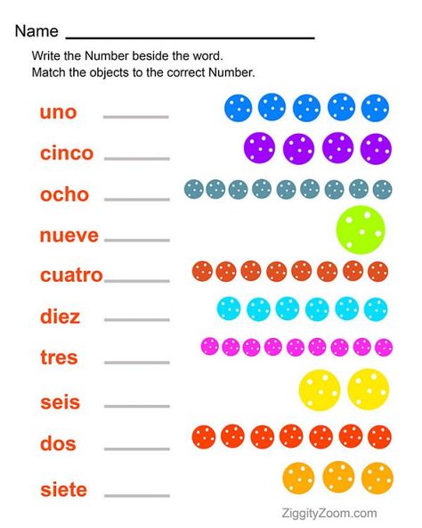 spanish worksheets for kindergarten | Spanish Number matching worksheet, pre-K, Kindergarten, First grade ... Beginner Spanish Worksheets, Numbers In Spanish, Kindergarten Spanish, Spanish Numbers, Learning Spanish For Kids, Spanish For Kids, Homeschool Spanish, Spanish Lessons For Kids, Spanish Worksheets