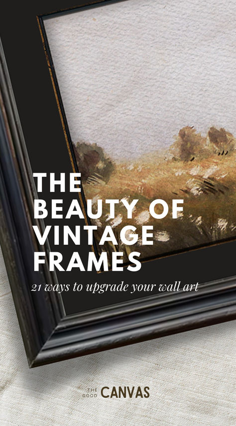 vintage black wood frame with landscape artwork How To Antique A Picture Frame, Picture Frame Ideas, Cheap Picture Frames, Unique Picture Frames, Rub N Buff, Antique Picture Frames, Local Thrift Stores, Easy Frame, Old Picture Frames