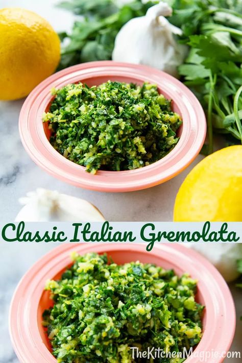 Gremolata Recipe For Fish, Sausage Lasagna Soup, Gremolata Sauce, Slow Cooker Bolognese Sauce, Gremolata Recipe, Italian Pot Roast, Parsley Sauce, Parsley Recipes, Dinner Party Dishes