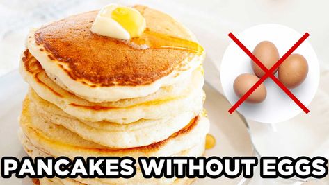 Eggless Banana Pancakes, Pancakes Without Eggs, Homemade Pancake Batter, Pancake Ingredients, Eggless Pancakes, Egg Pancakes, Safe Meals, Easy Homemade Pancakes, Homemade Pancake Recipe