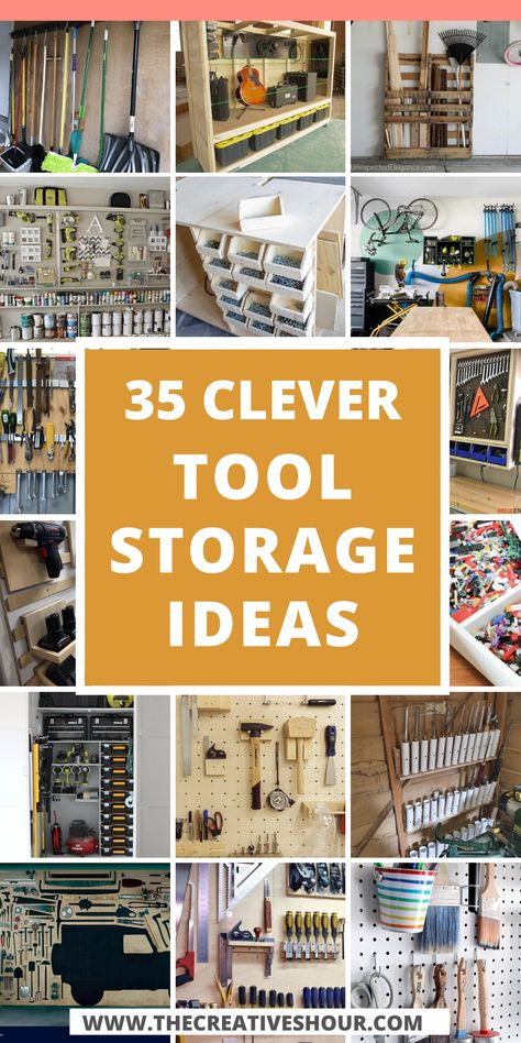 Whether you have a compact apartment, a tiny house, or a small shed, organizing your tools efficiently is essential for any DIY enthusiast. Say goodbye to clutter and wasted space with these ingenious tool storage ideas designed for small spaces. From smart solutions for apartments and tiny houses to garage and shed organization, we have the inspiration you need to reclaim your space and keep your tools easily accessible. Scrap Wood Storage Ideas Garage Organization, Gardening Tools Storage Ideas, Storage For Tools Organizing Ideas, Organize Wood Shop, Diy Shop Organization, Organizing Tool Shed, Tool Room Storage Ideas, How To Organize Tools In A Small Space, Storage Ideas For Metal Building