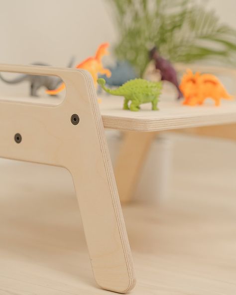 The Play Tray is a small table that is mobile and the perfect height for littles to play at. Whether it’s snack time, a tea party or working on fine-motor, the Play Tray table is great space to work at ✨ Starting at age 9 months old, they are learning to sit up on their own, the Montessori Activity Table is an invitation to learn through play and kiddos love having their own table that can go anywhere! 🤍 Comes in white finish and clear finish frames. #montessorifurniture #montessoriathome... Wood Playhouse, Preschool Classrooms, Floor Tv, Baby Table, Walker Toys, Tv Tray, Playhouse Outdoor, Imaginary Play, Bookshelves Kids