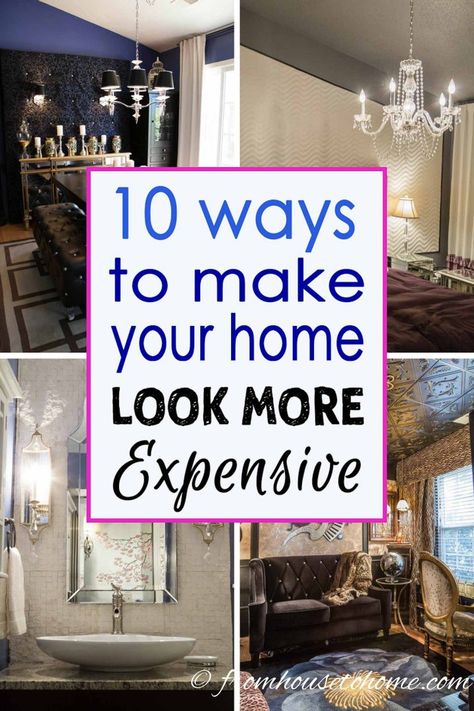 Great home decor ideas for making your house look more expensive without spending a lot of money! I used them to upgrade my builder grade home and make it look more like it was custom built. #fromhousetohome #homedecor #roomdecor House Decor On A Budget, Simple Home Decor Ideas, Sewing Room Storage, Interior Decorating Tips, Simple Home Decor, Builder Grade, House To Home, Look Expensive, Updating House