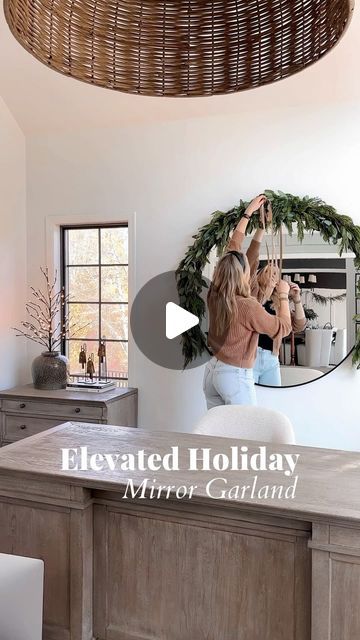 JENNY on Instagram: "HOW TO MIRROR GARLAND • Comment LOVE IT for links or shop here —> https://liketk.it/4WzgS  Year after year I decorate my mirrors for the holidays. It’s such a beautiful classy way to create a festive home for the Holiday season! I use small command hooks and typically mix 2 different garland together for an elevated look. A set of small bells and garland is always a must for the finishing touch!   HOW TO SHOP👇🏻  • Comment LOVE IT for links (Instagram Only) & make sure to be follow on along with @making_highview_home to ensure you receive them.   • Shop with direct link here (Facebook) —> https://liketk.it/4WzgS  • Shop all my posts plus exclusive app only content via the LTK app. #ltkhome #ltkvideo #ltkstyletip @Shop.LTK, #liketkit" Decorate Round Mirror Christmas, Garland Around Mirror, Garland On Mirror, Christmas Mirror Decorations Ideas, Christmas Mirror Decorations, Classy Christmas Decorations, Mirror Garland, Dining Room Christmas Decor, Classy Christmas Decor