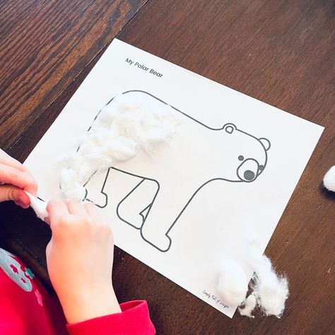 Artic Animals Craft, Toddler Winter Art, Polar Bear Craft Preschool, Eric Carle Activities Preschool, Winter Theme Crafts, Polar Bear Printable, Polar Bears Preschool, Polar Bear Activities, Polar Bear Outline