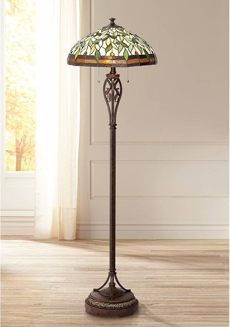 Robert Louis Tiffany Leaf and Vine II Traditional Victorian Tiffany Style Floor Standing Lamp 60" Tall Bronze Gold Amber Green Stained Glass Dome Shade Decor for Living Room Reading House Bedroom - Amazon.com Stained Glass Floor Lamp, Tiffany Style Floor Lamps, Tiffany Floor Lamp, Bronze Floor Lamp, Traditional Floor Lamps, Floor Lamp Base, Tall Lamps, Glass Floor Lamp, Floor Lamp Shades