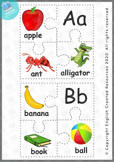 Abc Puzzles Free Printable, Letter Puzzles Free Printable, Alphabet Puzzles Free Printable, Letter A Puzzle, Alphabet Activities For Toddlers, English Alphabet Worksheets, Alphabet Games For Kindergarten, English Created Resources, Puzzle Alphabet