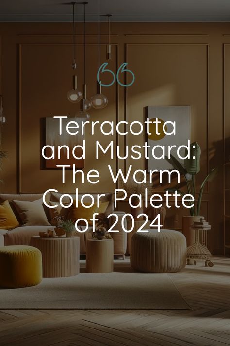 Transform your space with these warm, earthy tones 🍂🧡! Terracotta and Mustard are taking over in 2024, and we love how cozy they make any room feel. Dive into our color palette inspirations that you won't want to miss! Click to Learn More ✨ Terracotta Tiles Living Room Color Schemes, Colour Pallets For Living Room, Mustard And Black Color Palette, Terracotta Color Palette Kitchen, Mustard Living Room Walls, Teracotta Ideas Interior, Terracotta Living Room Walls, Terracota Living Rooms, Terracotta Japandi