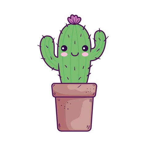 Kawaii Cactus Drawing, Cute Cactus Drawing Kawaii, Cute Cactus Drawing Simple, Cactus Drawing Cute, Cartoon Cactus Drawing, Cute Cactus Drawing, Draw Cactus, Llama Quilt, Kawaii Cactus