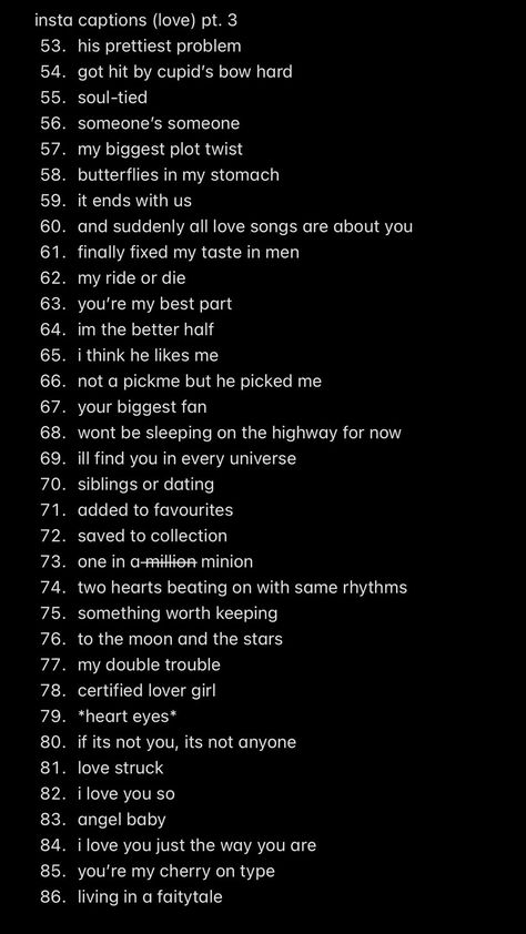 Different Captions For Instagram, Romantic Ig Captions, Instagram Self Love Captions, Story Captions For Instagram Love, Guy Ig Captions, Loving Captions Instagram, Instagram Captions Hints For Crush, Ig Story Captions For Self, Titles For Love Stories