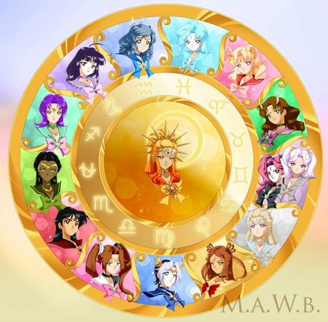 Sailor Zodiacs by Drachea Rannak Zoadic Signs, Sailor Moon Characters, Sailor Moon Villains, Moon Zodiac, Zodiac Wheel, Zodiac Characters, Anime Zodiac, Sailor Moon Fan Art, Sailor Pluto