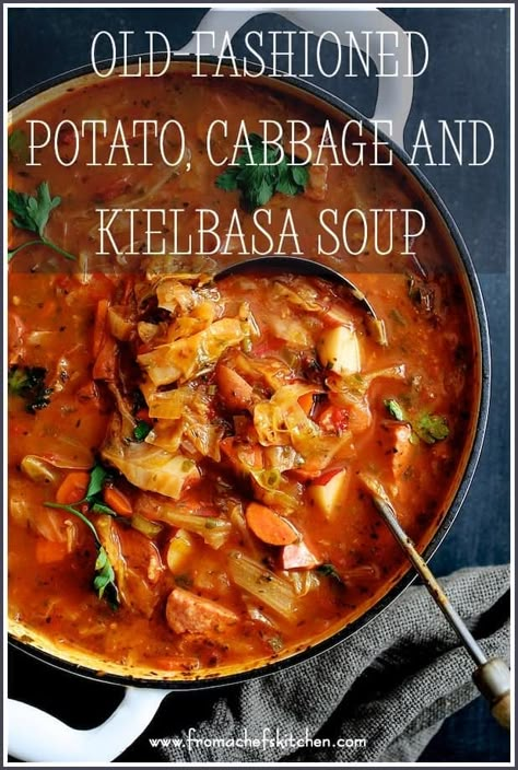 Cabbage And Kielbasa Soup, Potatoes And Kielbasa, Cabbage Kielbasa, Cabbage And Kielbasa, Kielbasa Cabbage, Cabbage Potato Soup, Potato Cabbage, Soup Cabbage, Kielbasa Soup