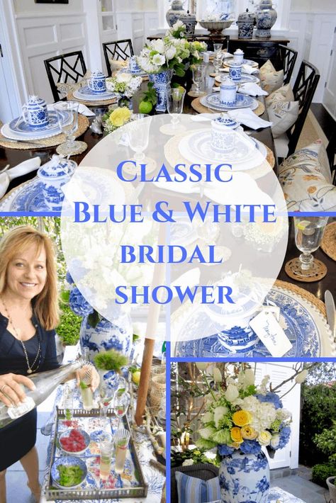 Chinoiserie Shower Theme, Ginger Jar Bridal Shower Decor, Bridal Luncheon Tablescape, Blue Willow Bridal Shower Ideas, Chinoiserie Bridal Shower Ideas, Wedding Shower Blue And White, Blue And White Bridal Shower Decorations, Bridal Shower Tablescape Ideas, Chinoiserie Bridal Shower Decor