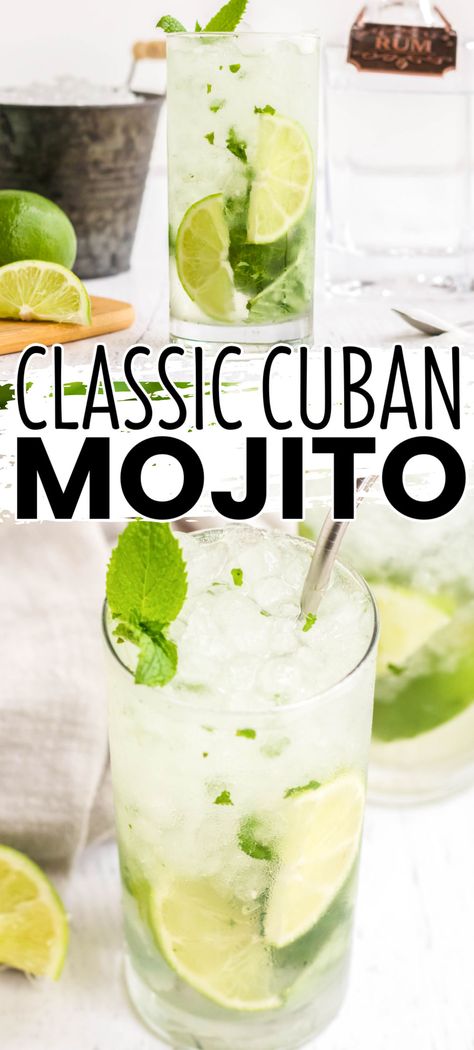 Turn your house into a Havana hot spot with a refreshing Mojito! This classic summer cocktail has sweet mint, bubbly club soda, lime and rum! #BreadBoozeBacon #mojito #rum #lime #mint #cuban #cocktail #happyhour #bacardi #qmixers Bacardi Mojito, Best Mojito Recipe, Easy Mojito Recipe, Cuban Mojito, Non Alcoholic Mojito, Mojito Recipe Classic, Mojito Ingredients, Mojito Mocktail, Fun Summer Drinks