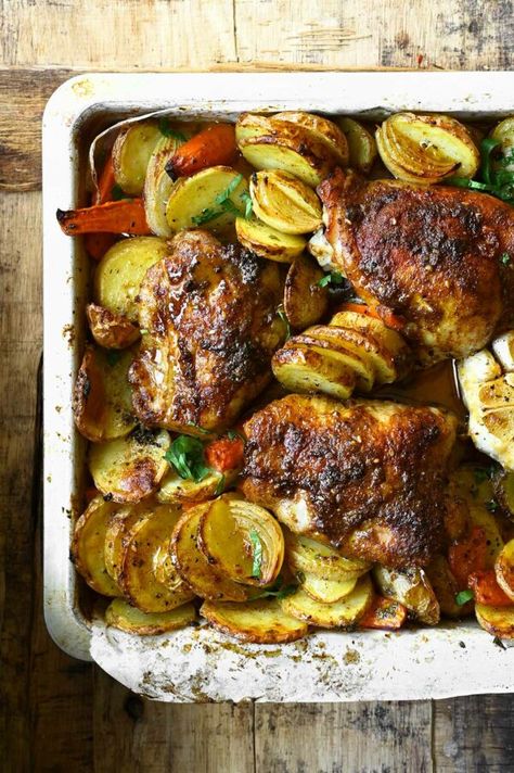 Lebanese Baked Chicken with Potatoes Greek Chicken And Potatoes Baked, Lebanese Baked Chicken, Arabic Chicken Recipes, Lebanese Chicken, Chicken Potato Bake, Vacation Food, Yogurt Chicken, Lebanese Food, Chicken Potatoes