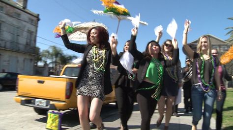 Here's some do’s and don’ts of starting your own second-line parade. #nola #MardiGras Second Line Parade Outfit, Second Line Wedding, Second Line Umbrella, Second Line Parade, Colorful Umbrellas, Second Line, Line Flower, Do's And Don'ts, New Orleans Wedding