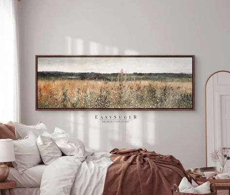 EasySuger - Etsy Wildflowers Field, Night Clouds, Field Landscape, Monet Water Lilies, Minimalist Landscape, Ultra Wide, Vintage Landscape, Night Art, Landscape Wall Art